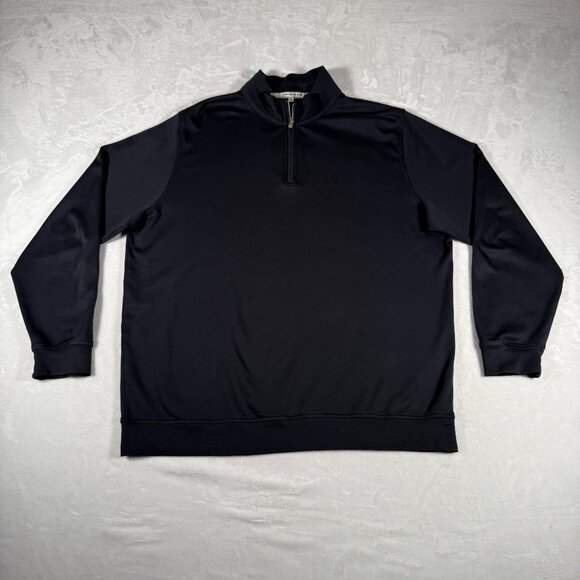 Peter Millar Sweater Men Size XXL Black Long Sleeve 1/4 Zip Mock Neck Pullover - Picture 1 of 10